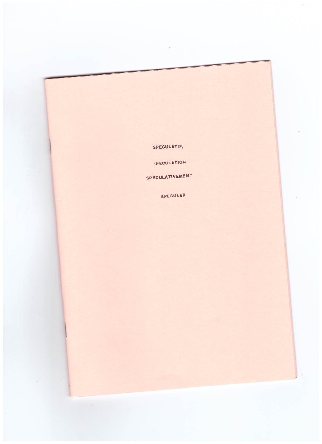 OMARI, K - Speculatif, Spéculation, Spéculativement, Spéculer